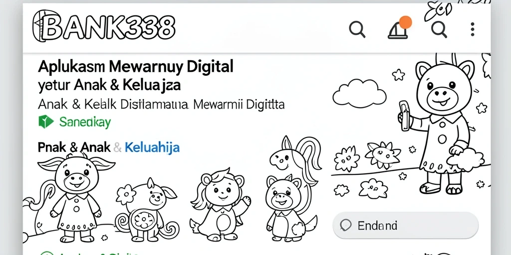 Tampilan antarmuka BANK338 yang ramah anak dan fitur mewarnai.