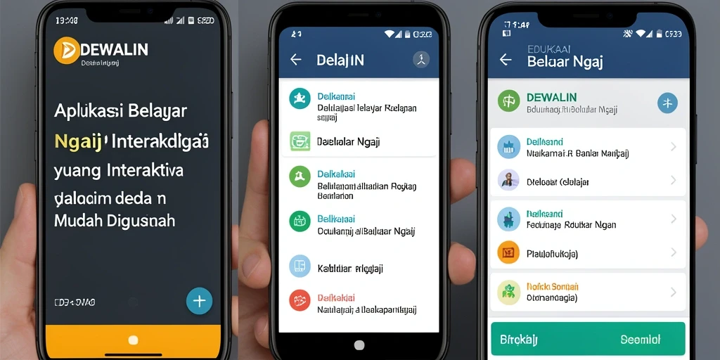 Screenshot aplikasi DEWALIN menampilkan fitur Belajar Ngaji yang menarik.