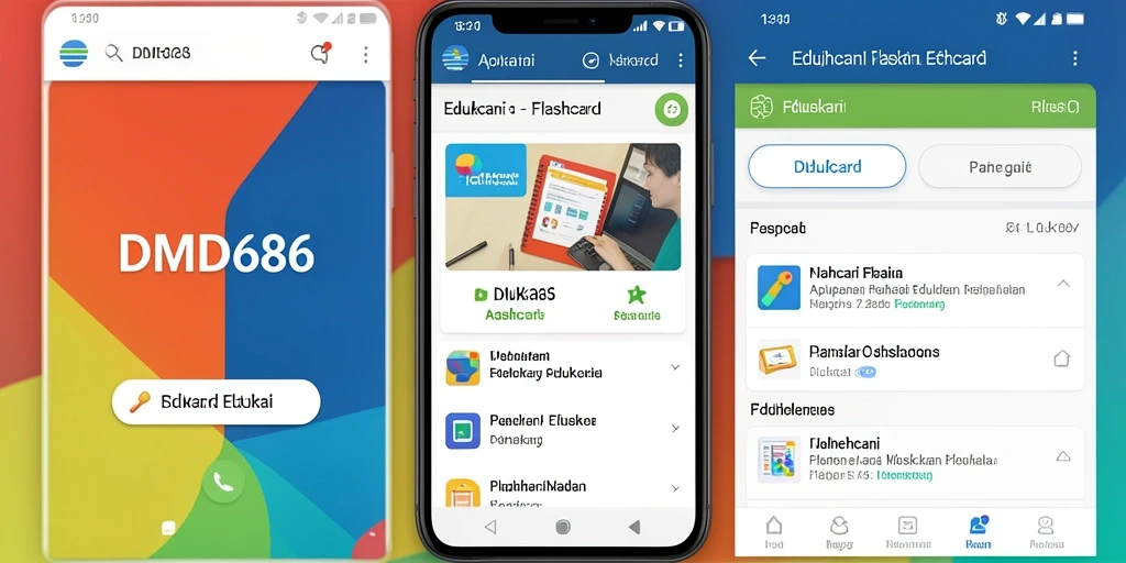 Antarmuka DMD686 menampilkan berbagai flashcard interaktif untuk pembelajaran.