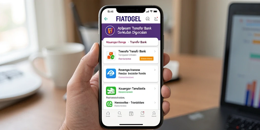 Tampilan antarmuka aplikasi FIATOGEL untuk transfer bank yang efisien.