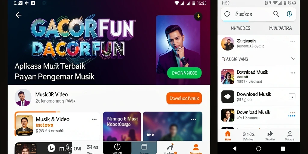 Tampilan antarmuka GACORFUN dengan fitur Download Musik yang mudah digunakan.