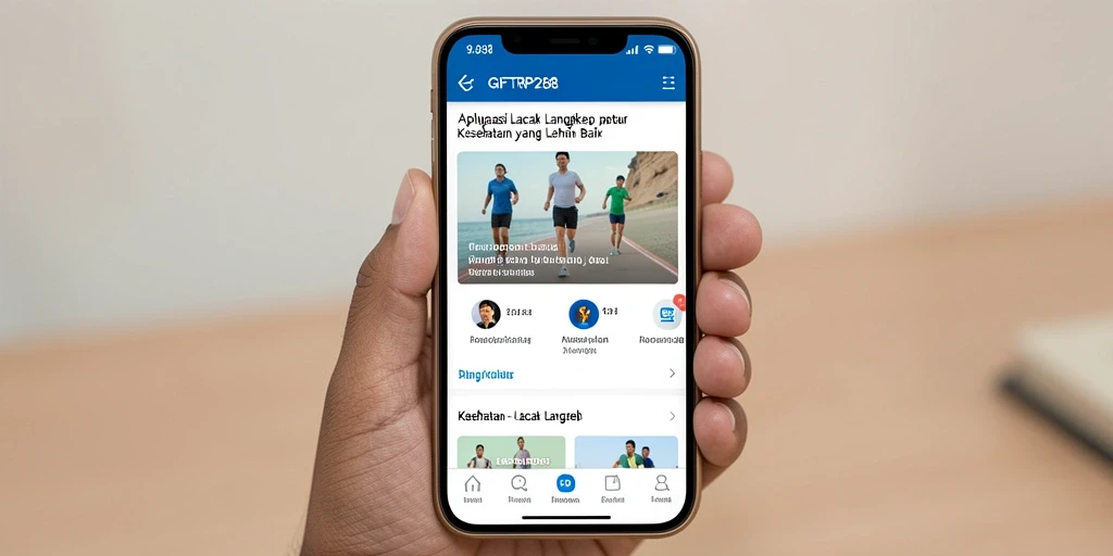 Screenshot aplikasi GIFTRP288 menunjukkan fitur Lacak Langkah yang intuitif.