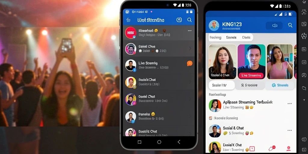 Tampilan antarmuka aplikasi KING123 saat live streaming.