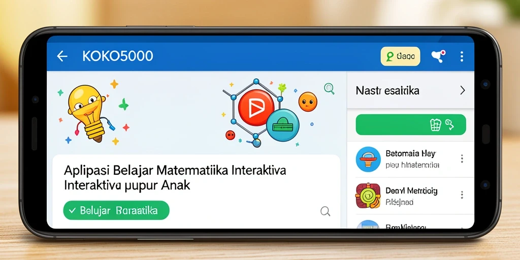 Tampilan antarmuka aplikasi KOKO5000 untuk belajar Matematika.