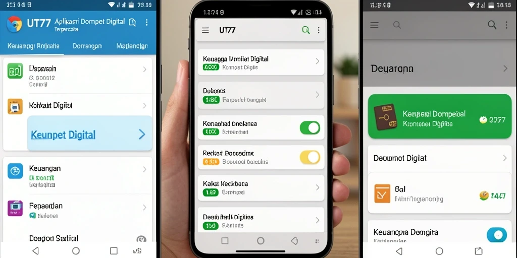 Screenshot antarmuka utama UT77 menunjukkan navigasi yang sederhana dan fitur yang lengkap.